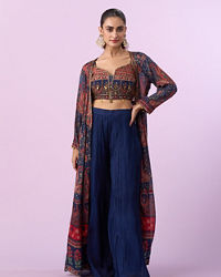 Mohey Women Indigo Blue Chinon Indo Western