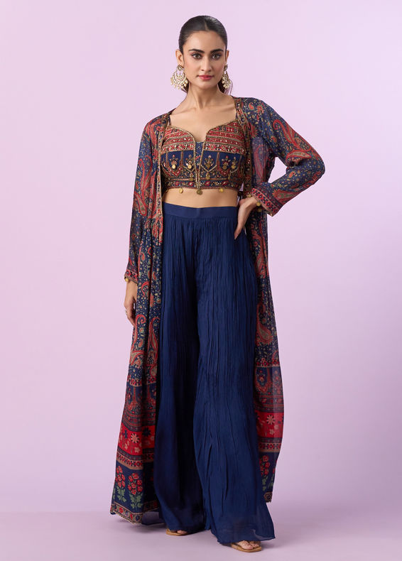 Mohey Women Indigo Blue Chinon Indo Western