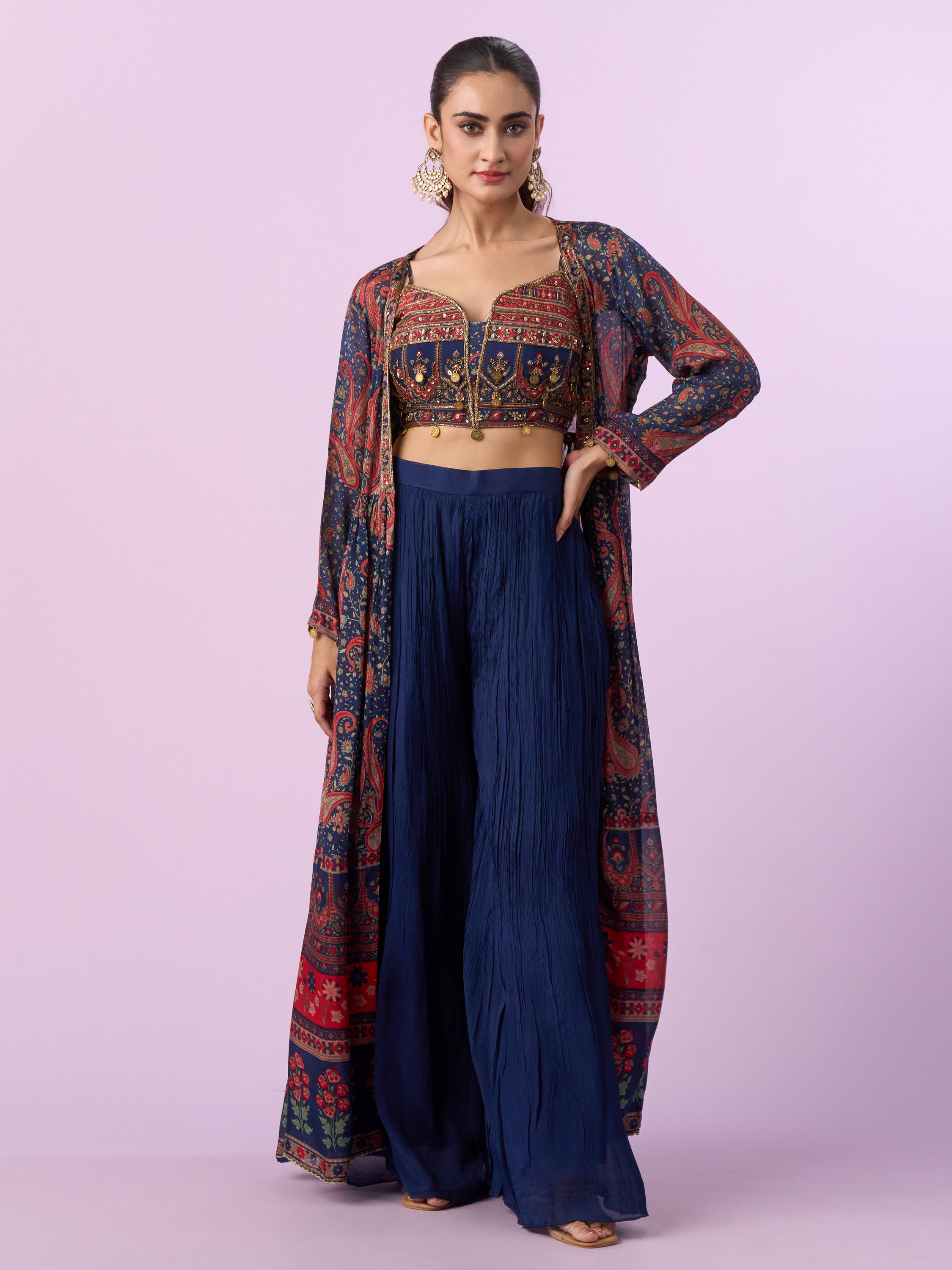Mohey Women Indigo Blue Chinon Indo Western