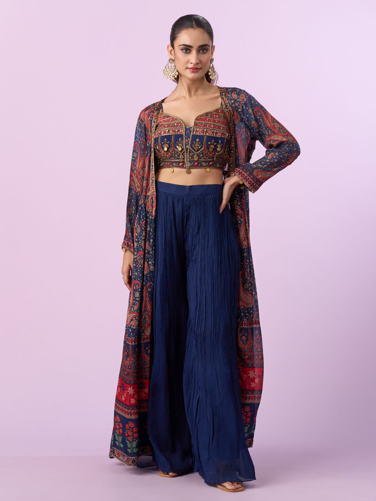 Mohey Women Indigo Blue Chinon Indo Western