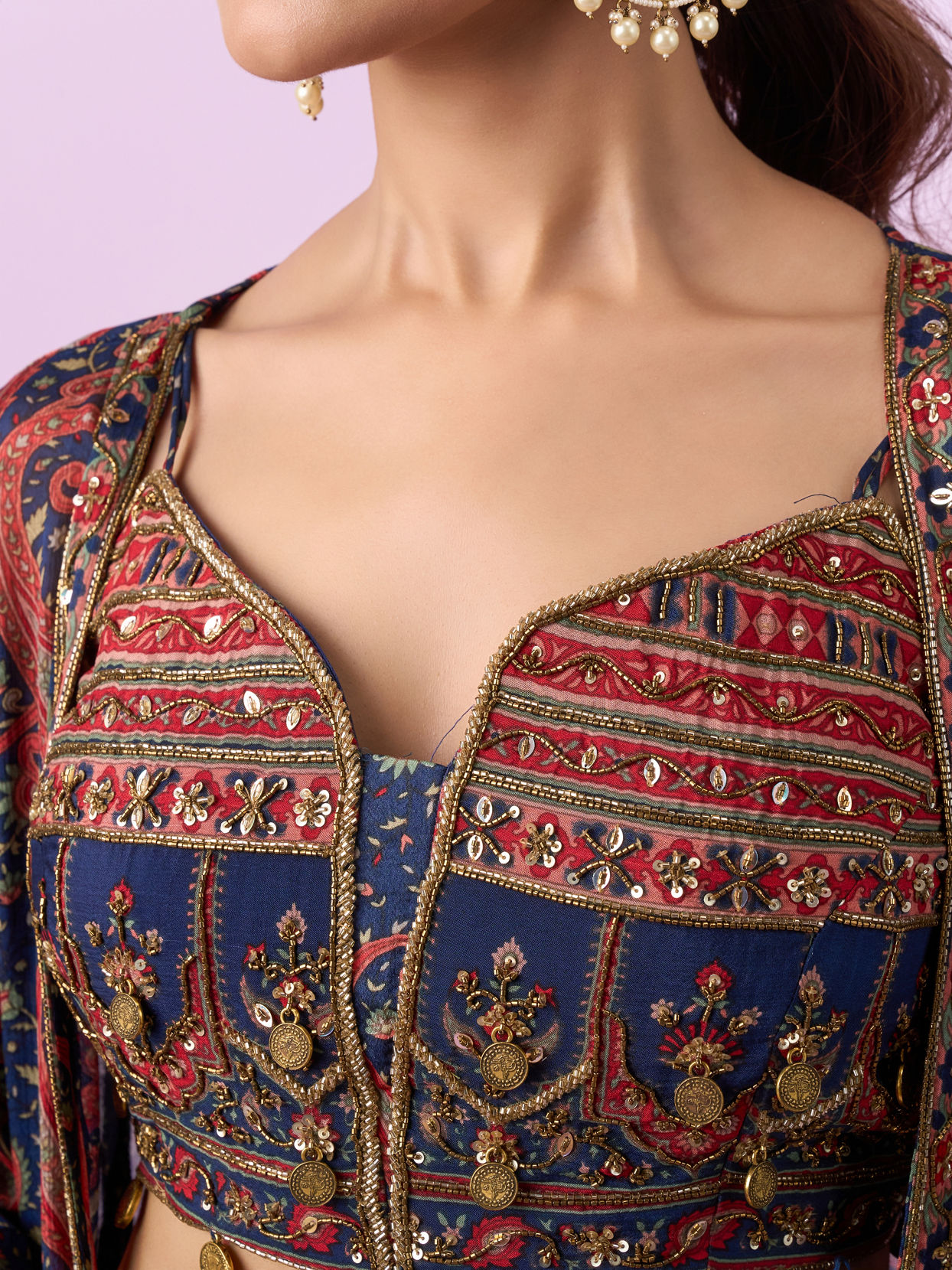 Mohey Women Indigo Blue Chinon Indo Western