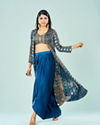 Mohey Women Indigo Elegance Satin Indo Western
