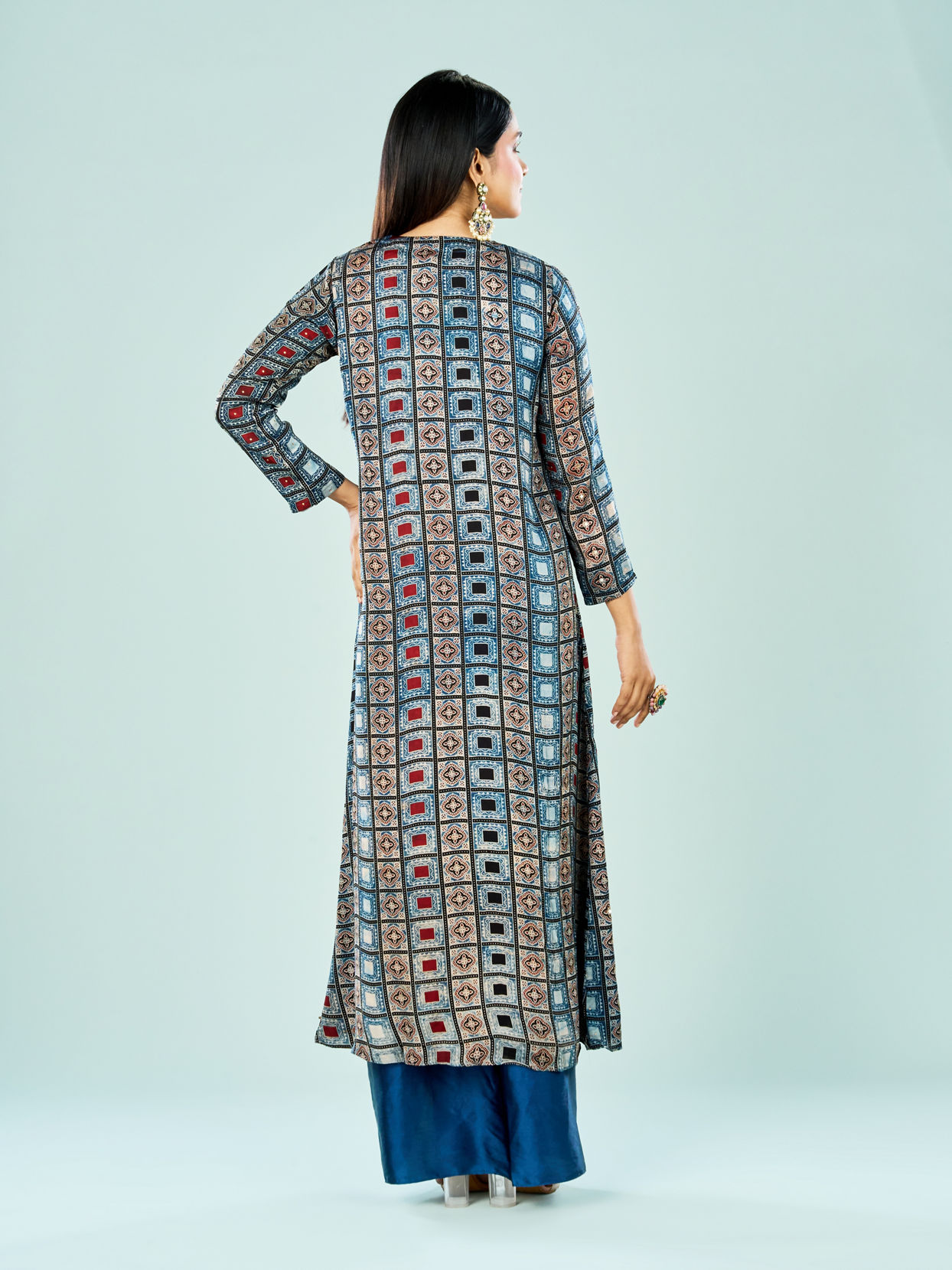 Mohey Women Indigo Elegance Satin Indo Western