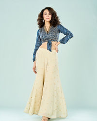 Mohey Women Indigo Blue Tissue Chic Indo Western