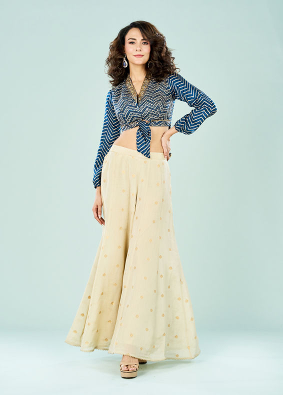 Mohey Women Indigo Blue Tissue Chic Indo Western