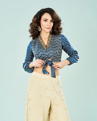 Mohey Women Indigo Blue Tissue Chic Indo Western