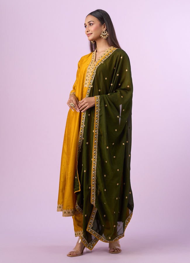Mohey Women Festive Mustard Yellow Anarkali Suit