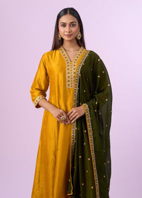 Mohey Women Festive Mustard Yellow Anarkali Suit