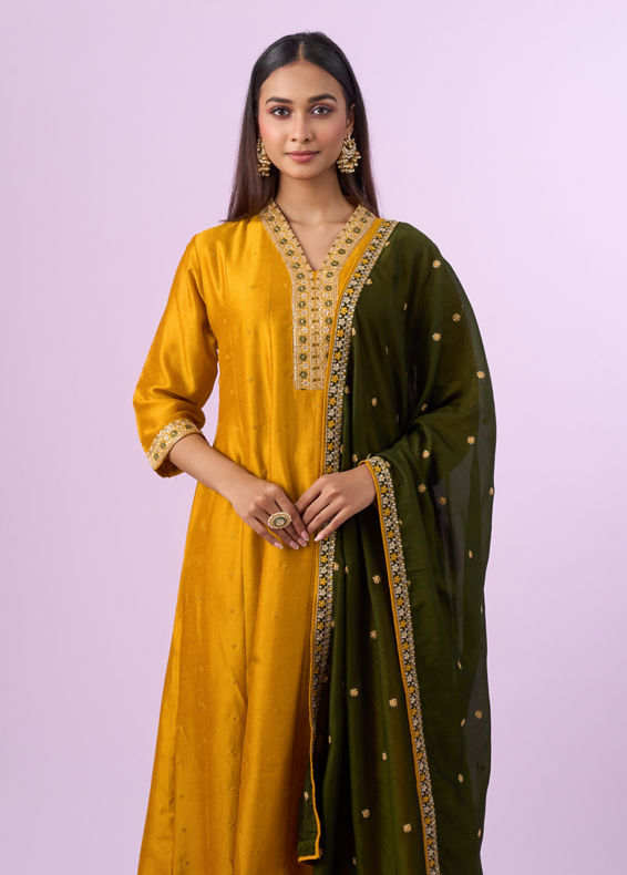 Mohey Women Festive Mustard Yellow Anarkali Suit