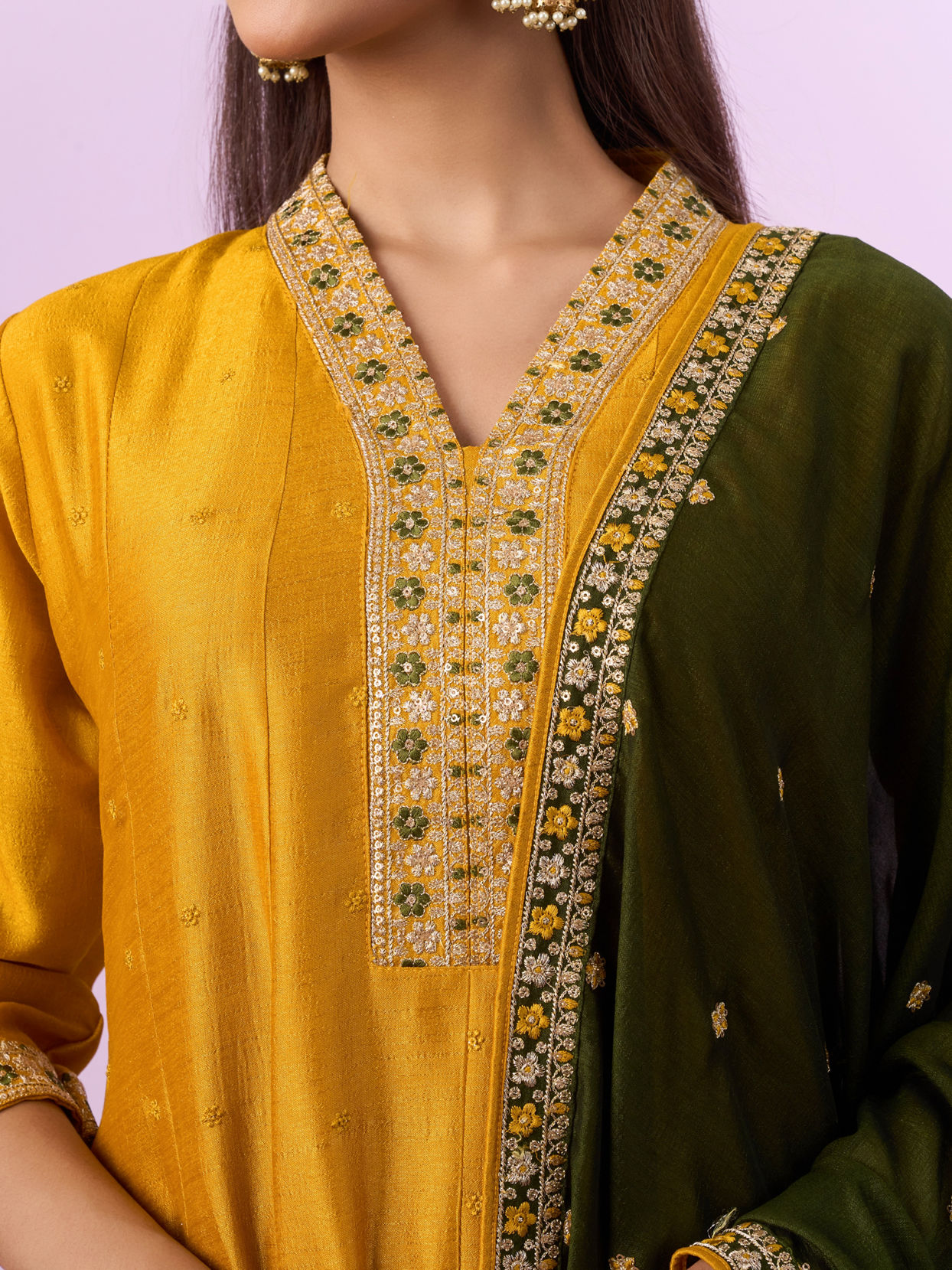 Mohey Women Festive Mustard Yellow Anarkali Suit