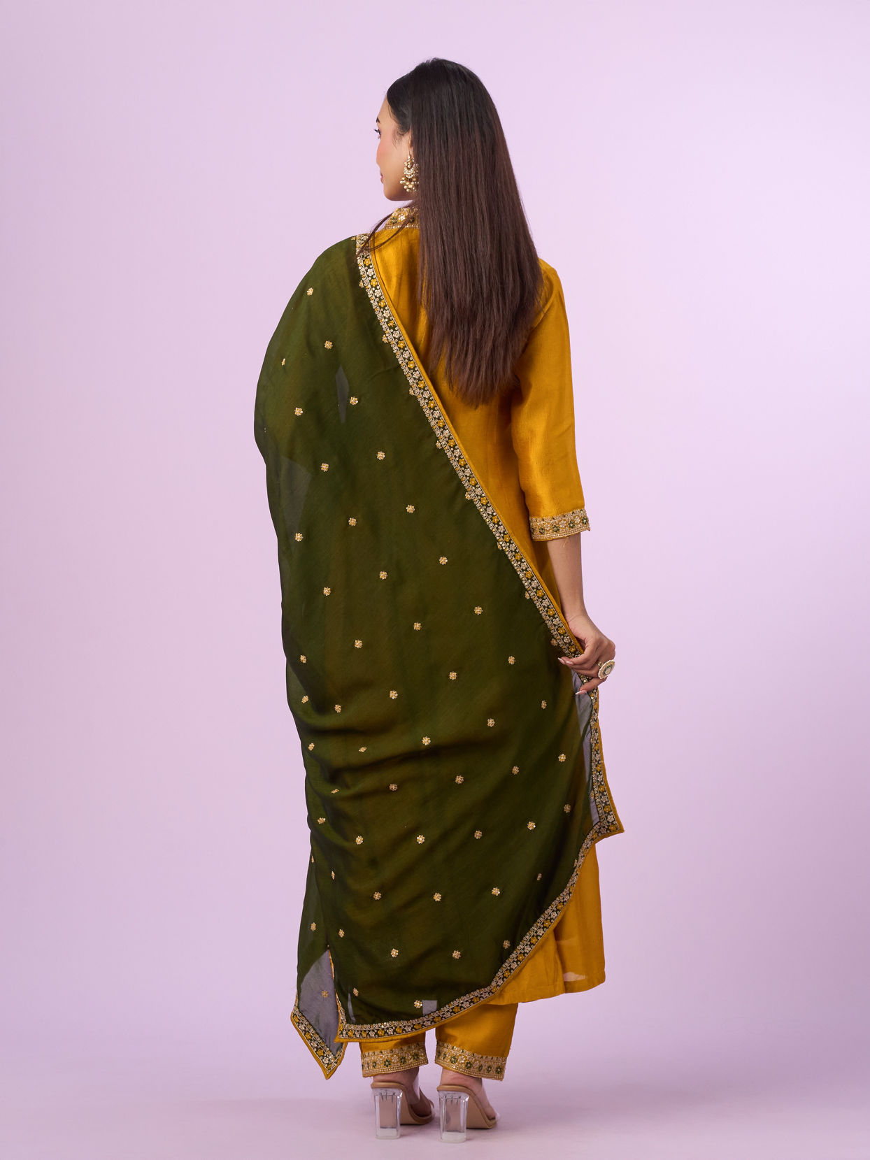 Mohey Women Festive Mustard Yellow Anarkali Suit