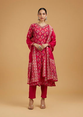 Mohey Women Rani Pink Enchanting Stitched Suit