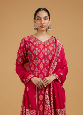 Mohey Women Rani Pink Enchanting Stitched Suit