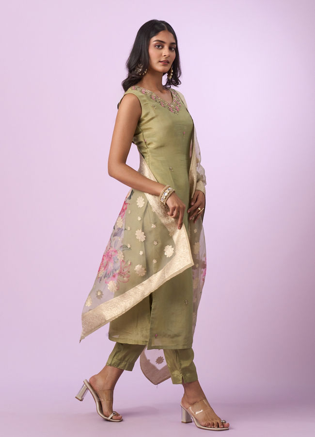 Mohey Women Pristine Pista Green Straight Suit