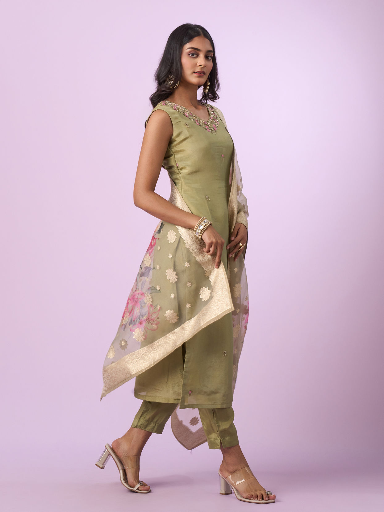 Mohey Women Pristine Pista Green Straight Suit