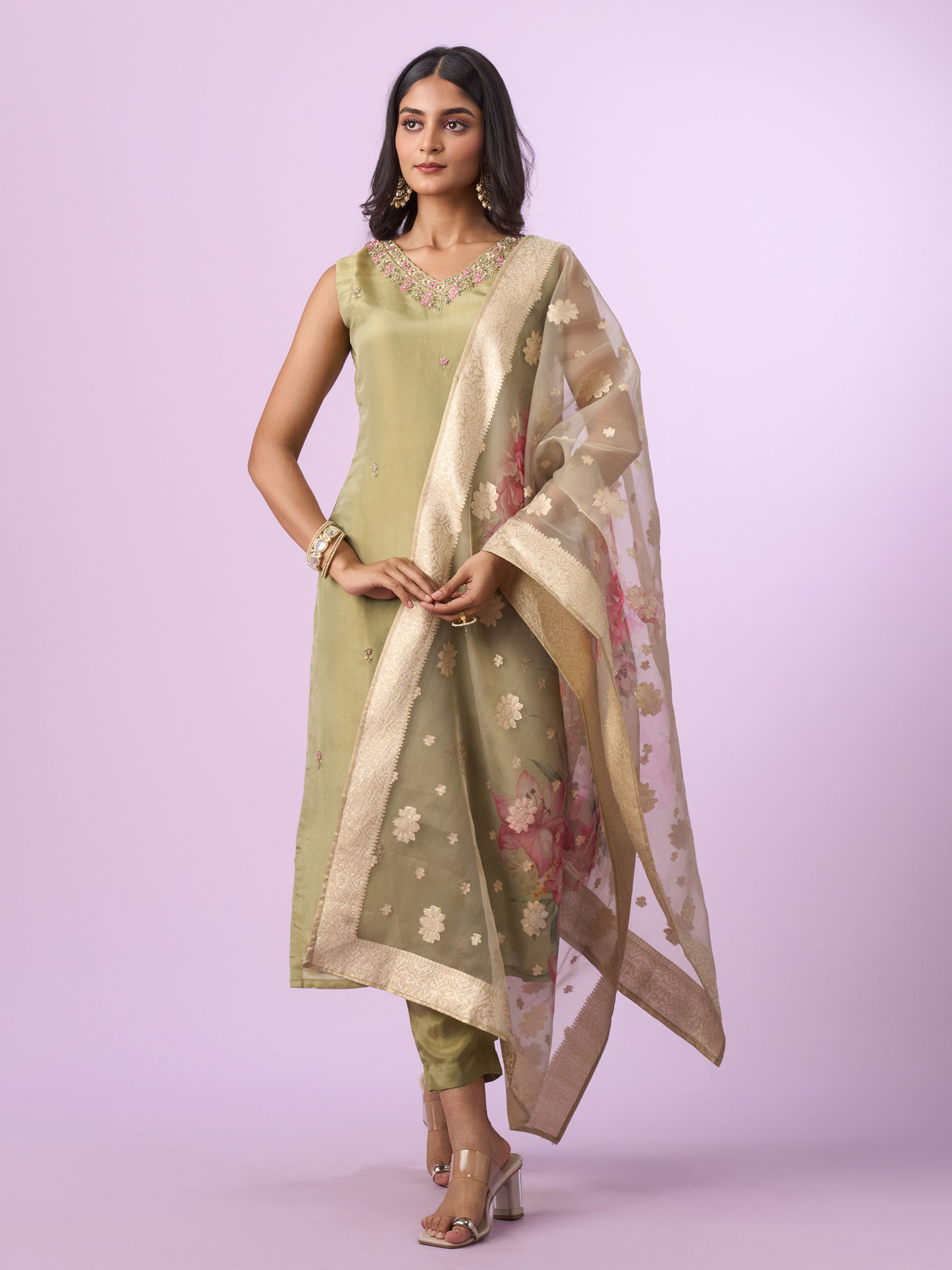 Mohey Women Pristine Pista Green Straight Suit