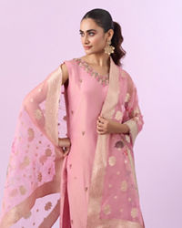 Mohey Women Orchid Pink Art Silk Three Piece Stitched Suit