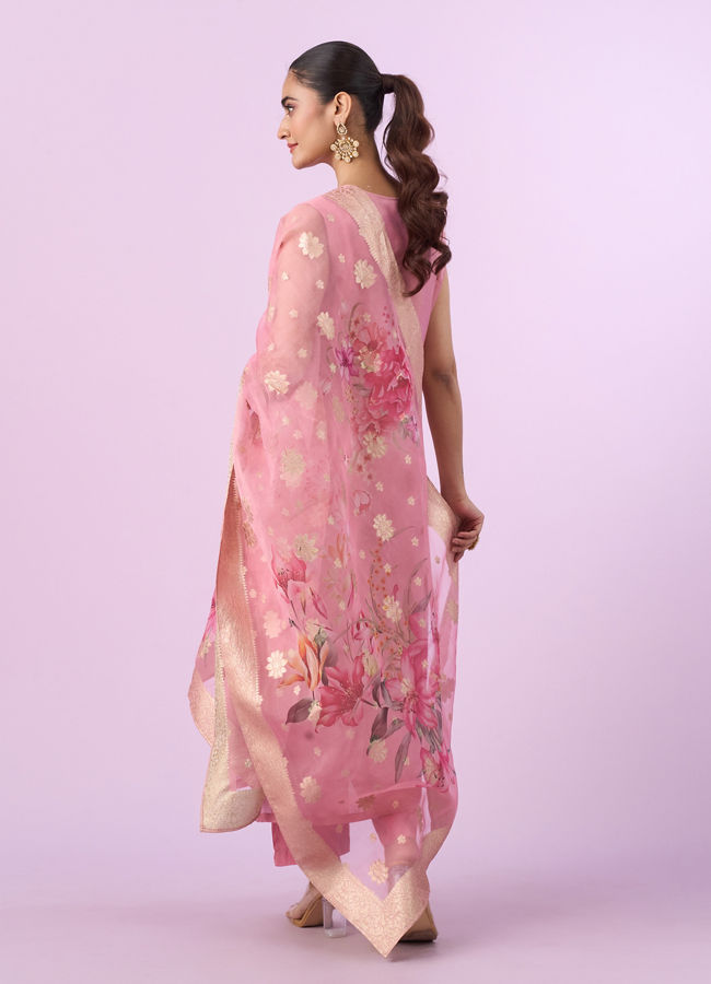 Mohey Women Orchid Pink Art Silk Three Piece Stitched Suit