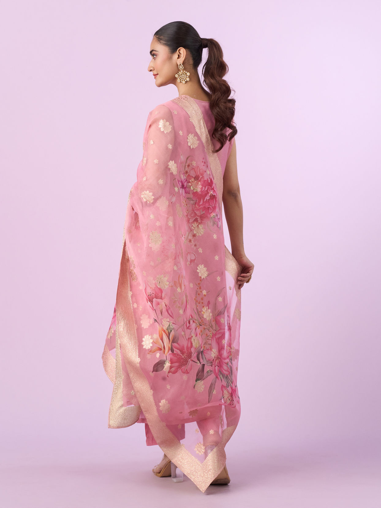 Mohey Women Orchid Pink Art Silk Three Piece Stitched Suit