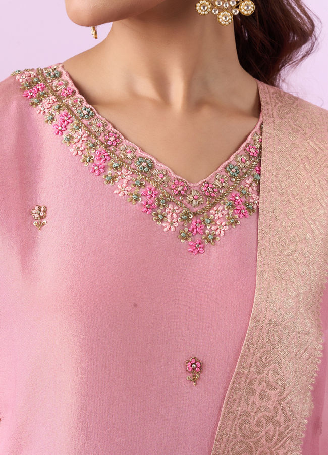 Mohey Women Orchid Pink Art Silk Three Piece Stitched Suit