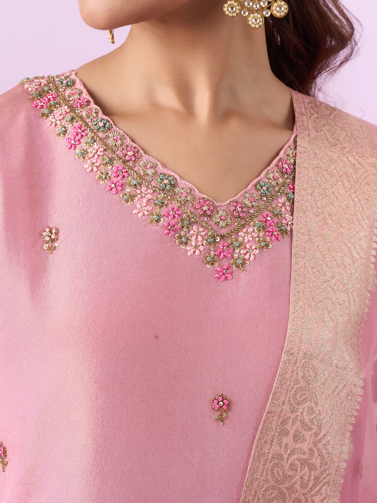 Mohey Women Orchid Pink Art Silk Three Piece Stitched Suit