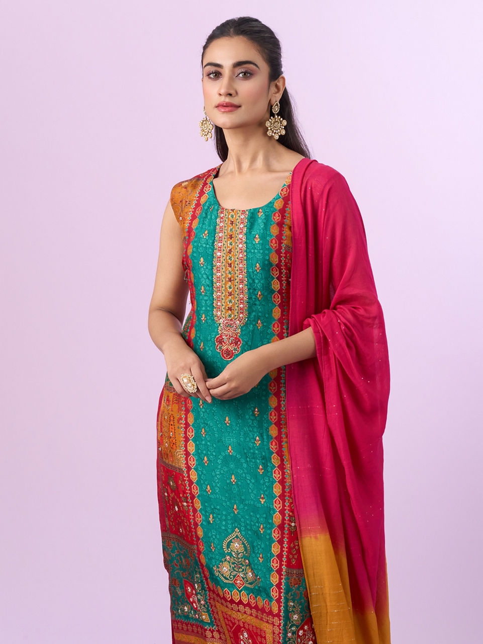 Mohey Women Eternal Radiance Rani Green Stitched Suit