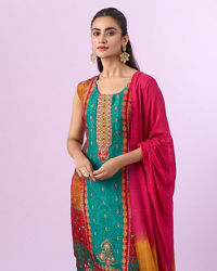 Mohey Women Eternal Radiance Rani Green Stitched Suit