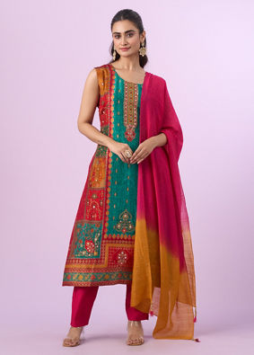 Mohey Women Eternal Radiance Rani Green Stitched Suit