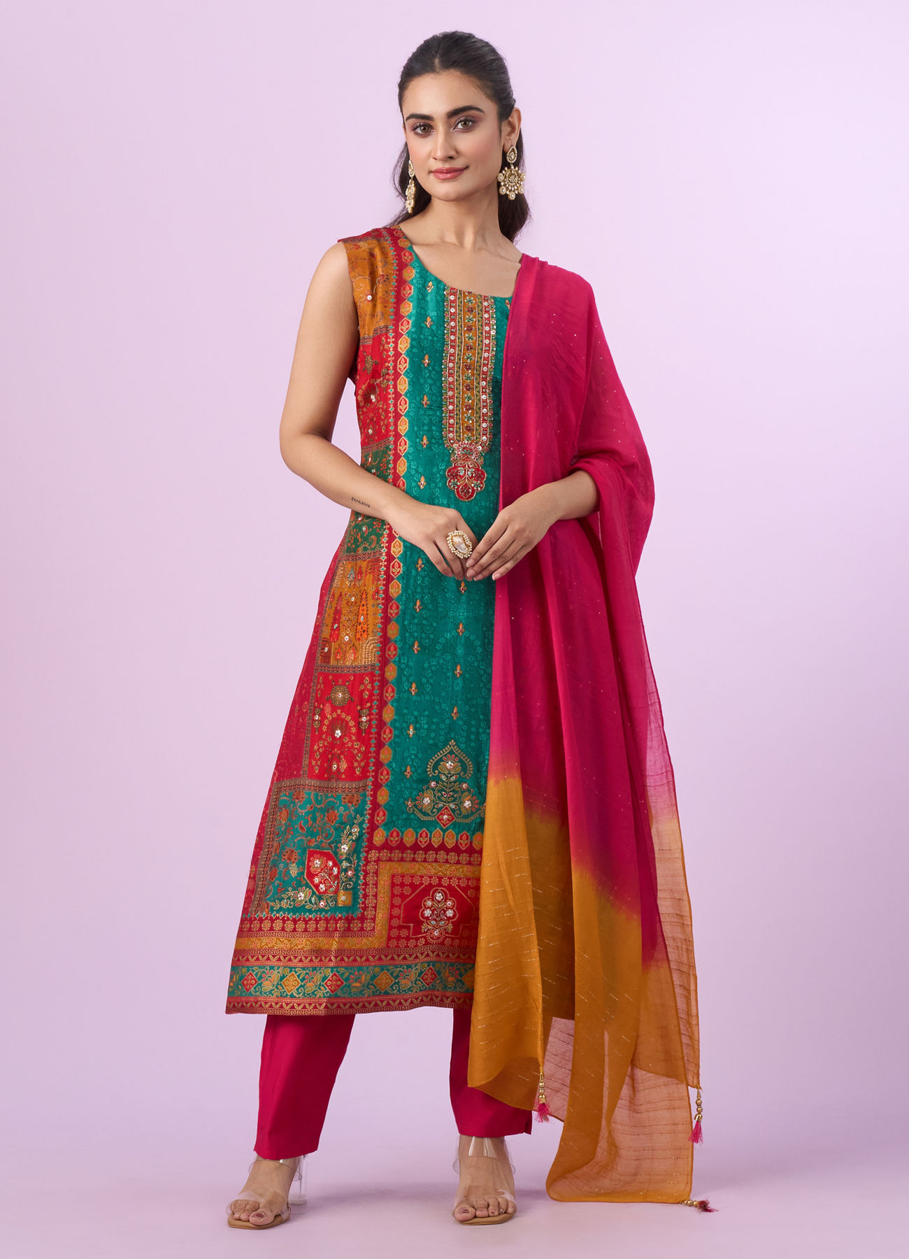 Mohey Women Eternal Radiance Rani Green Stitched Suit