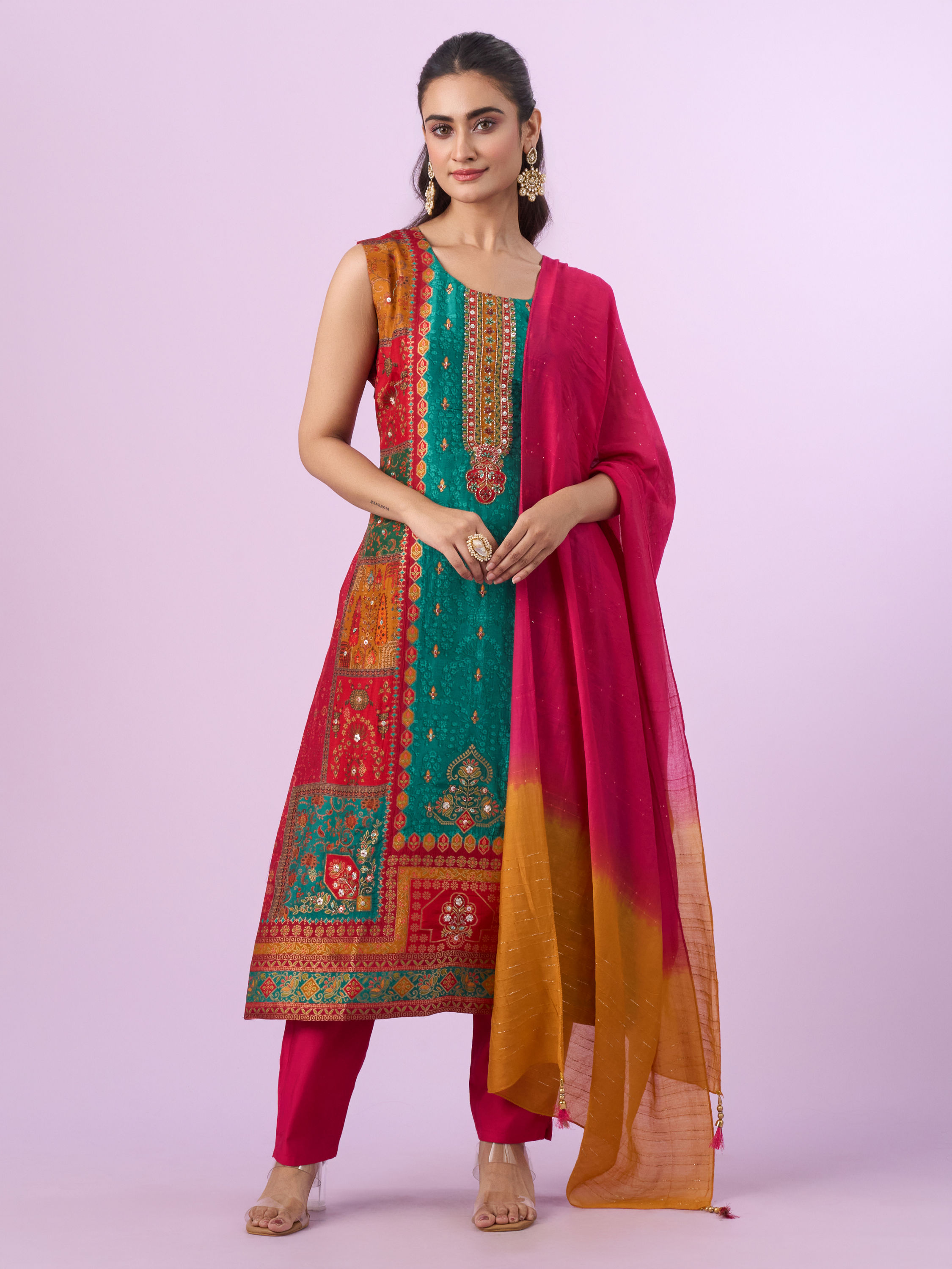 Mohey Women Eternal Radiance Rani Green Stitched Suit