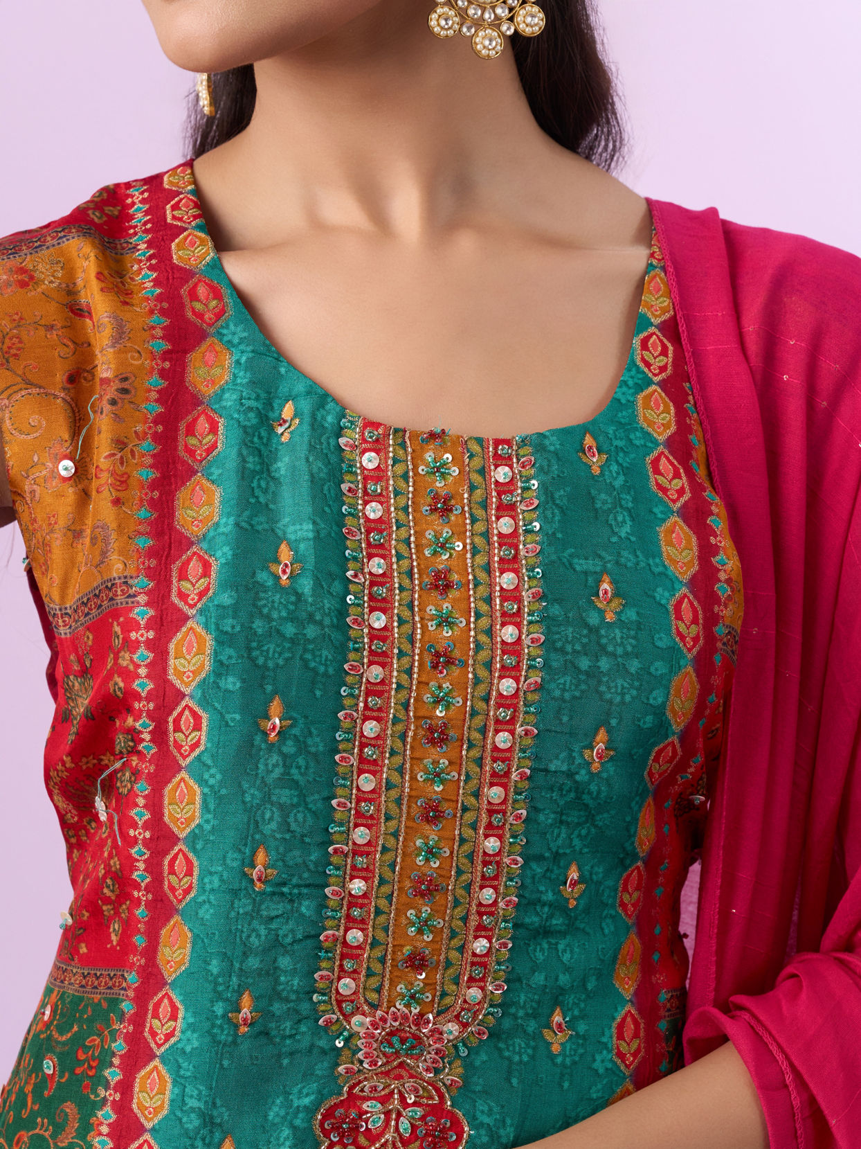 Mohey Women Eternal Radiance Rani Green Stitched Suit