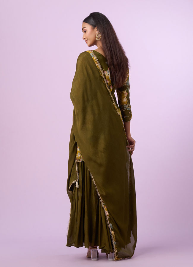 Mohey Women Emerald Elegance Sharara Suit