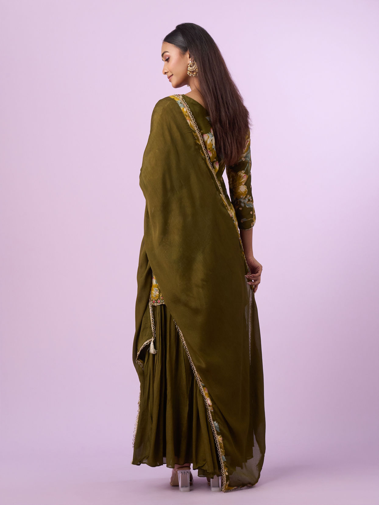 Mohey Women Emerald Elegance Sharara Suit