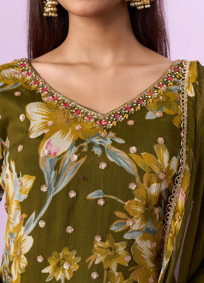Mohey Women Emerald Elegance Sharara Suit