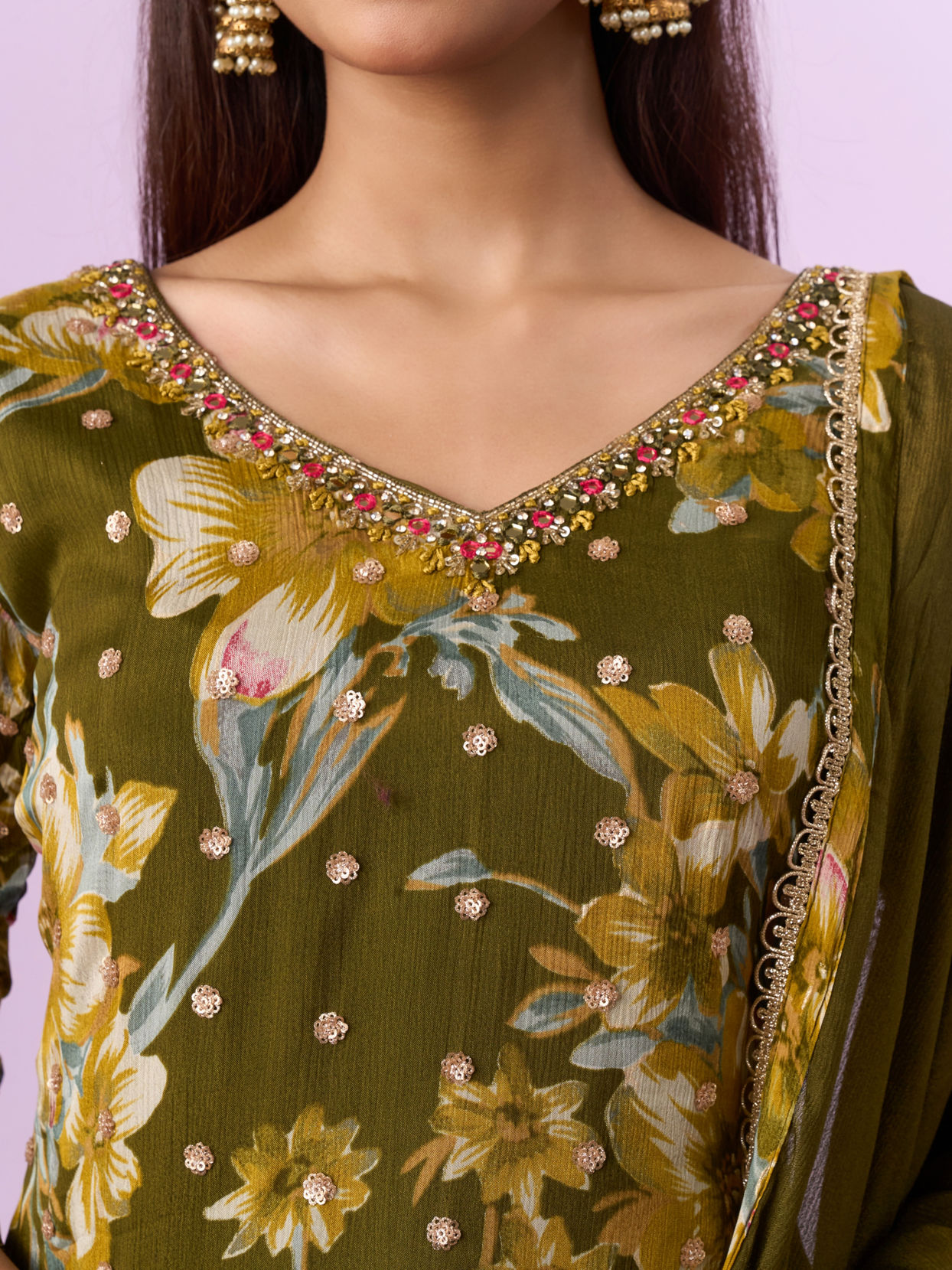 Mohey Women Emerald Elegance Sharara Suit