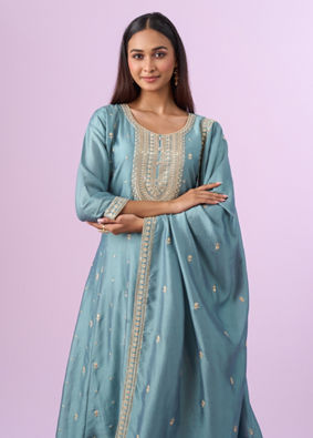 Mohey Women Light Blue Anarkali Suit