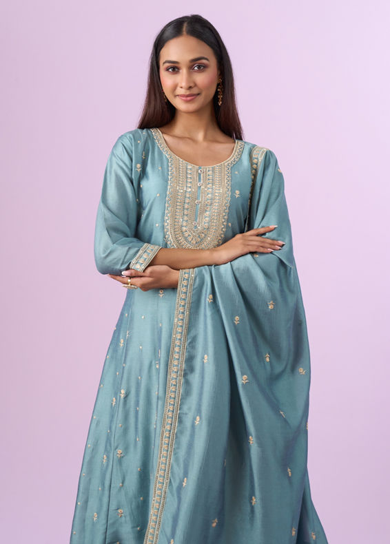 Mohey Women Light Blue Anarkali Suit