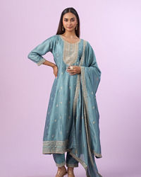 Mohey Women Light Blue Anarkali Suit