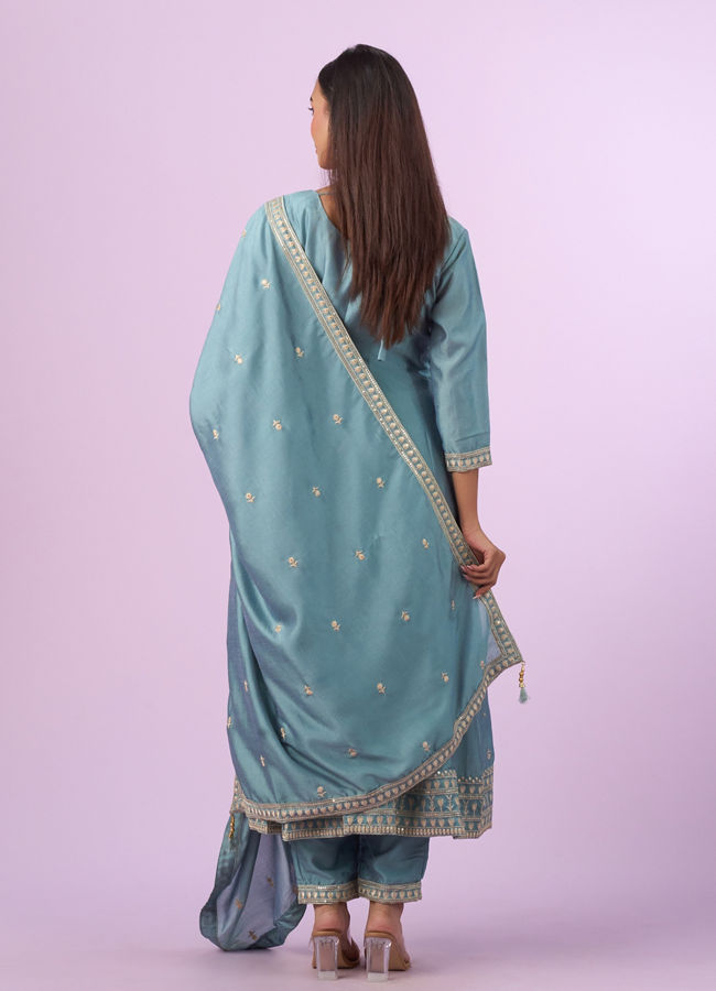 Mohey Women Light Blue Anarkali Suit