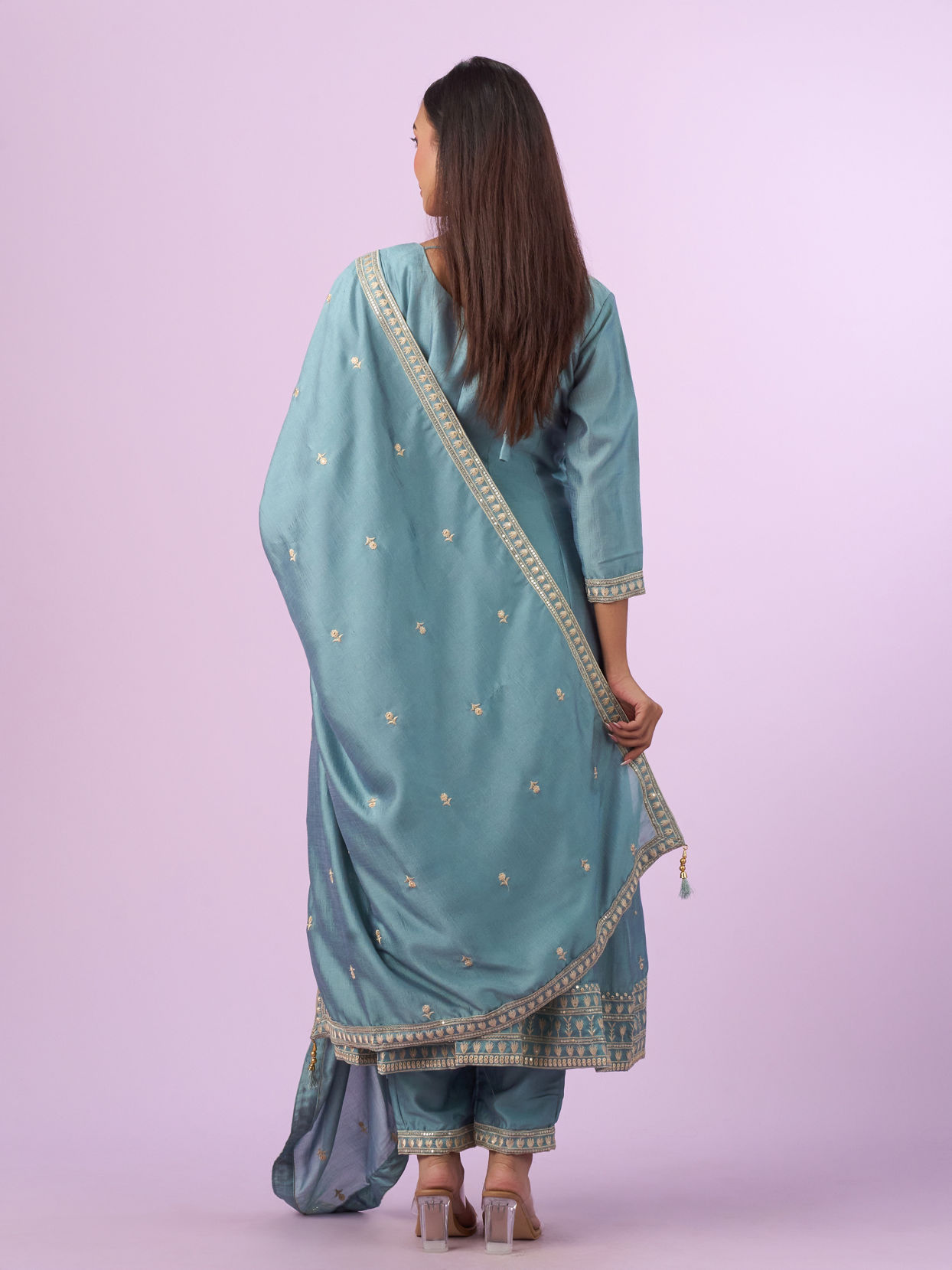 Mohey Women Light Blue Anarkali Suit