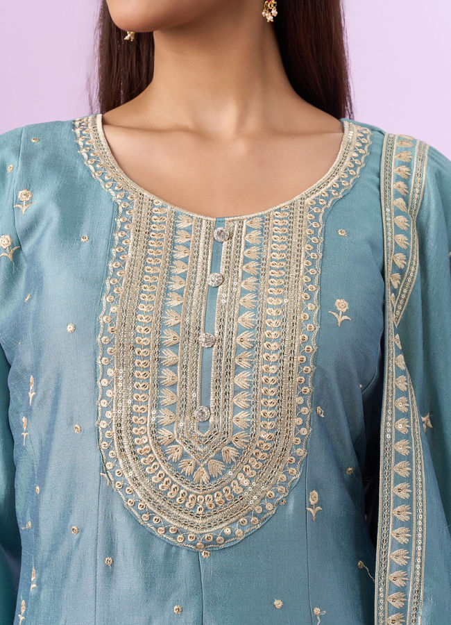 Mohey Women Light Blue Anarkali Suit