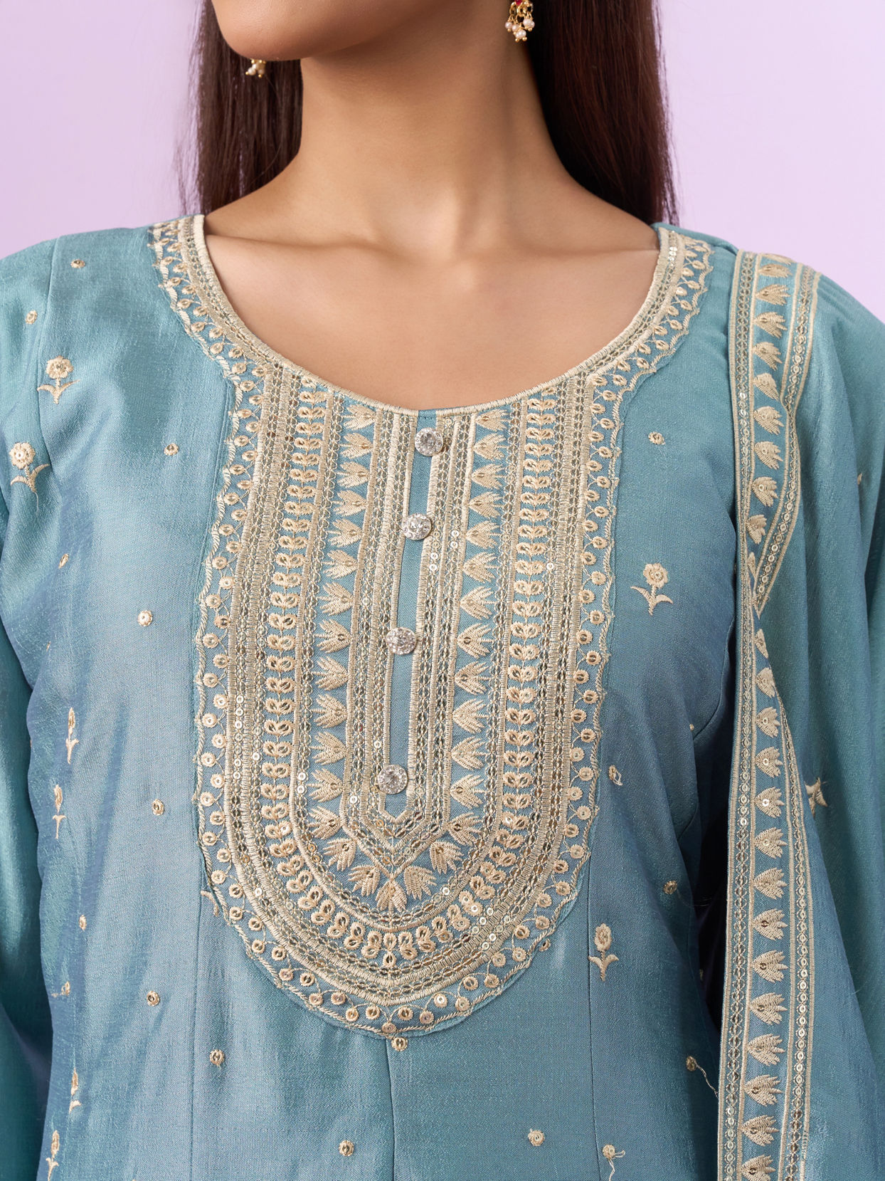 Mohey Women Light Blue Anarkali Suit