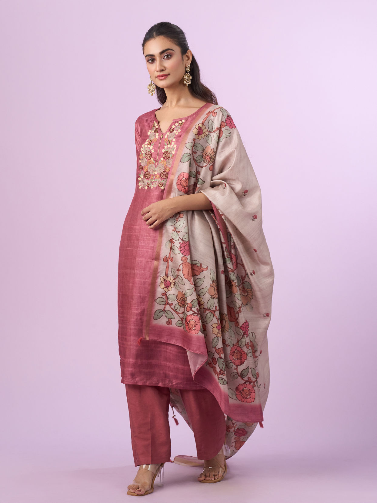 Mohey Women Dusty Pink Elegance Straight Suit