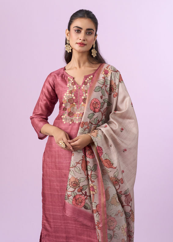 Mohey Women Dusty Pink Elegance Straight Suit