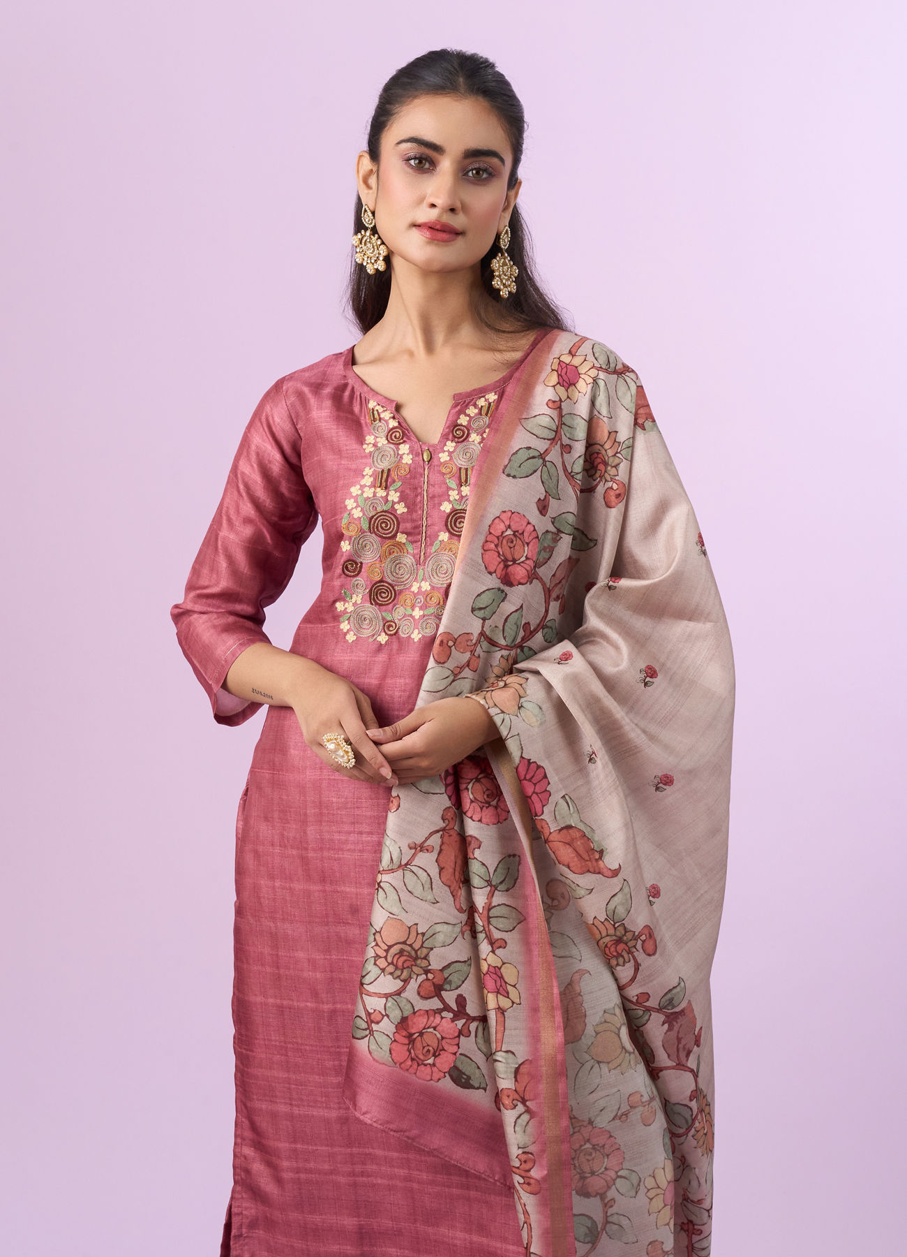 Mohey Women Dusty Pink Elegance Straight Suit