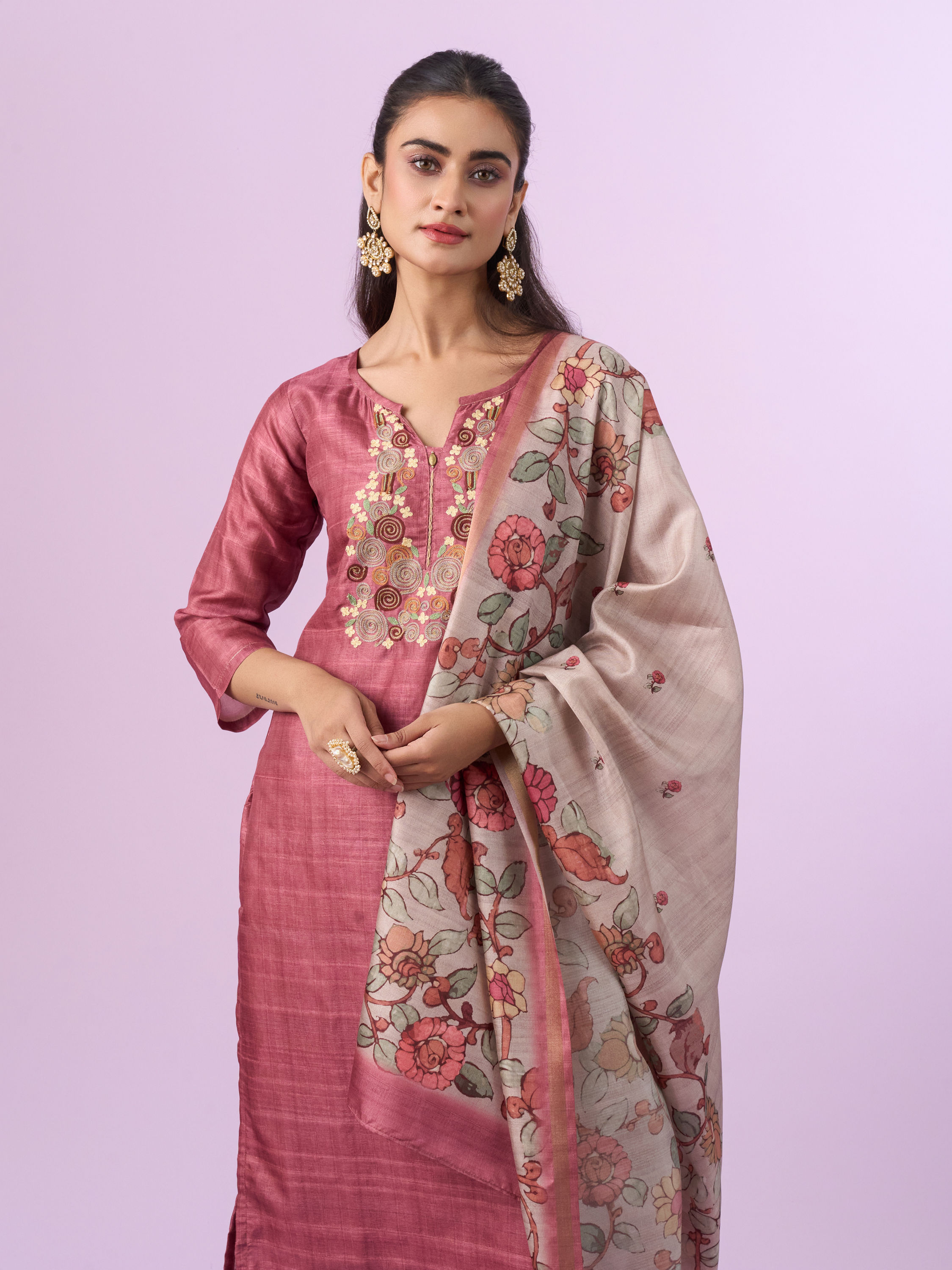 Mohey Women Dusty Pink Elegance Straight Suit