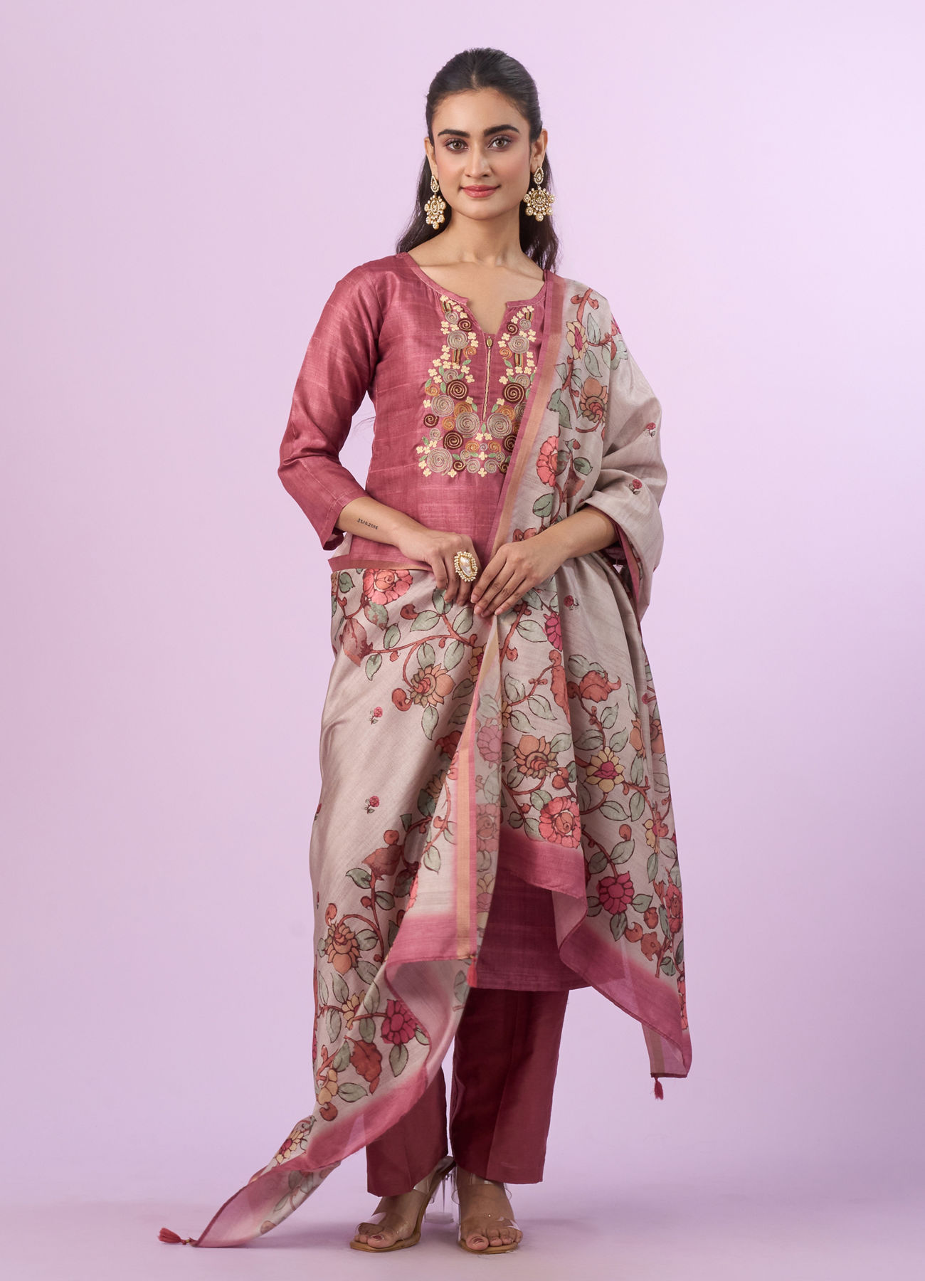 Mohey Women Dusty Pink Elegance Straight Suit