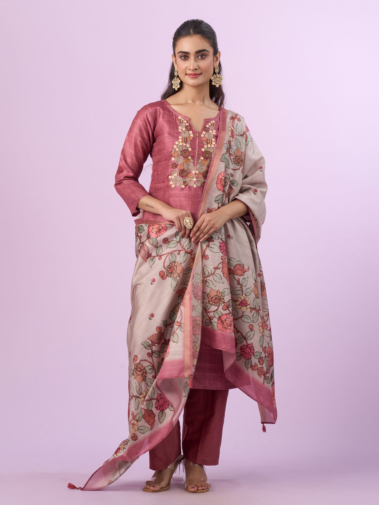 Mohey Women Dusty Pink Elegance Straight Suit