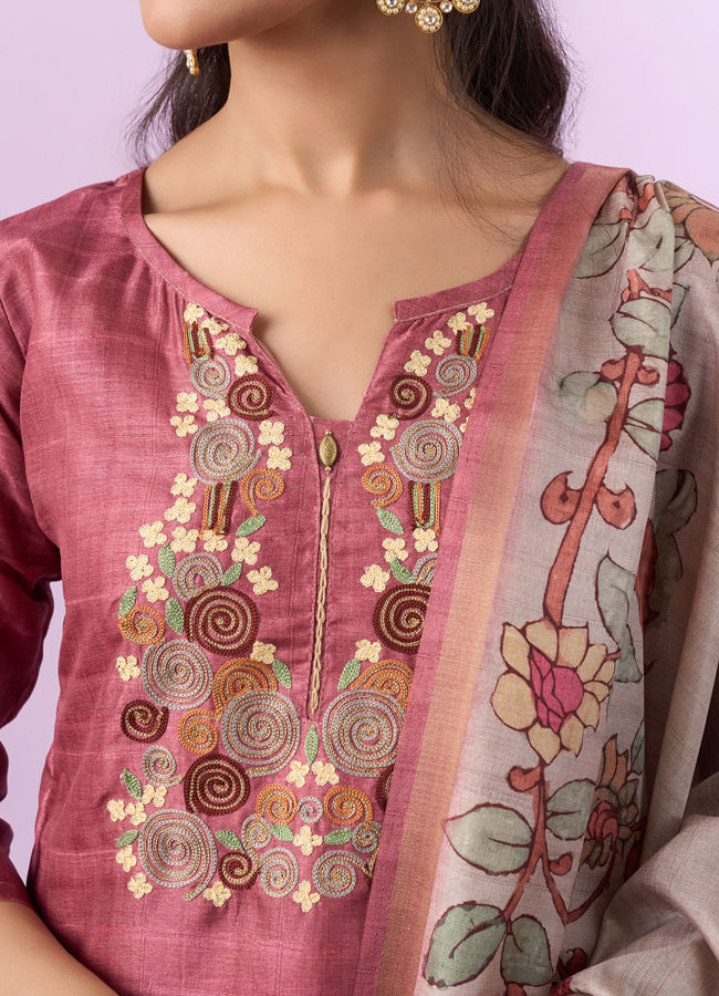 Mohey Women Dusty Pink Elegance Straight Suit