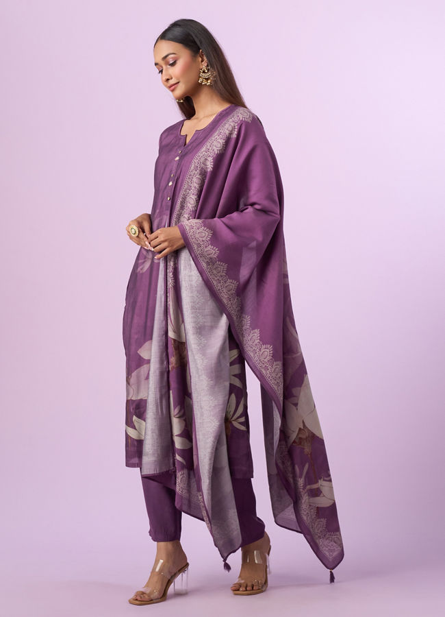 Mohey Women Purple Majesty Art Silk Straight Suit
